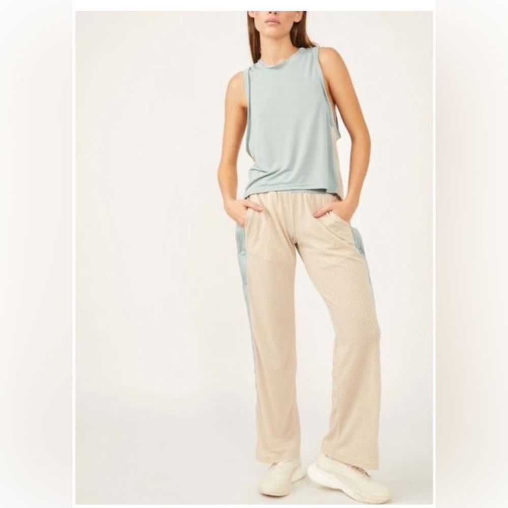 Free People Light Blue Mesh Paneled Tank Top - Picture 3 of 11